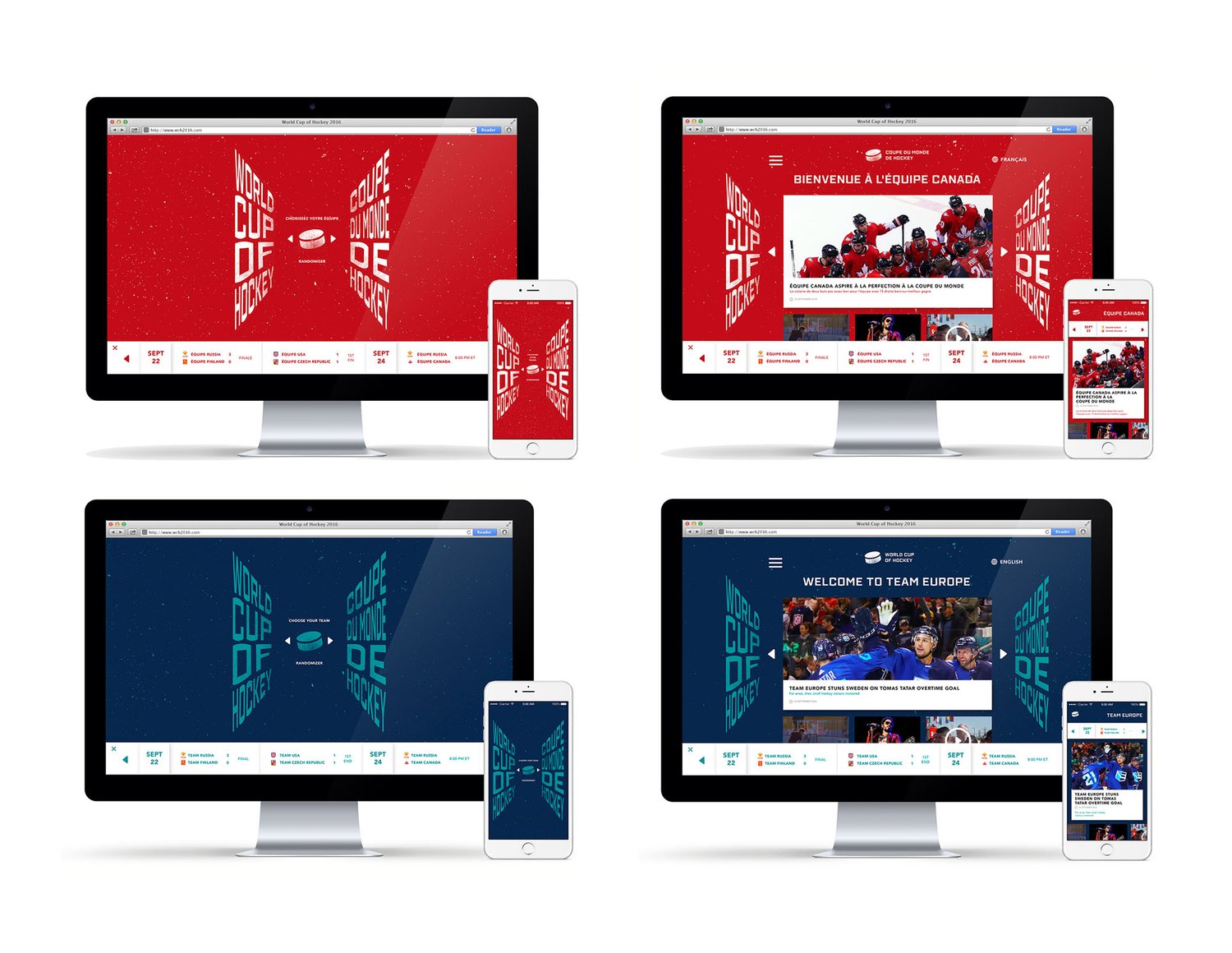 Bilingual website, desktop and responsive, demonstrating fan zones and curated news.